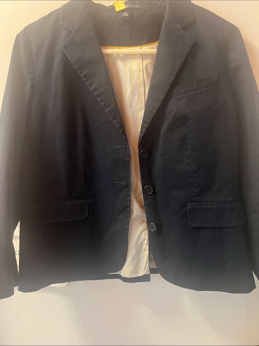 GAP Navy Three-Button Tailored Blazer with Striped Lining